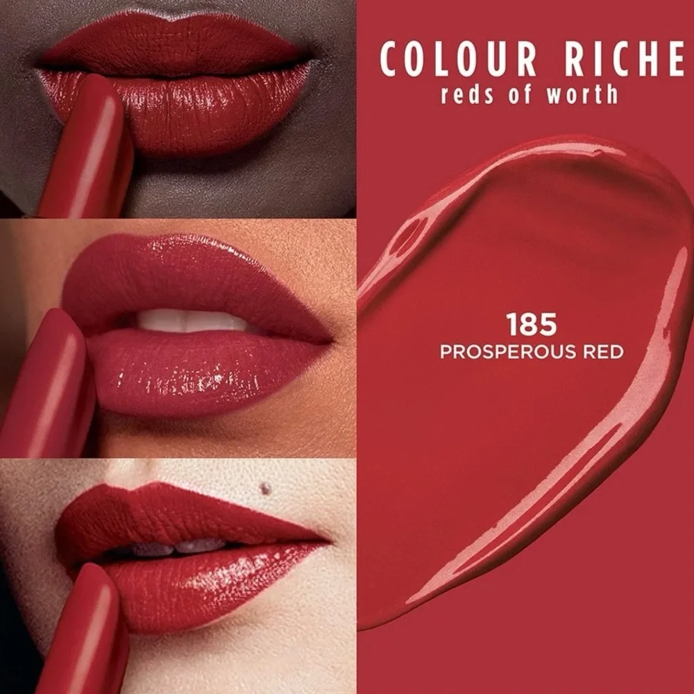L'Oreal Paris Colour Riche Reds of Worth Satin Lipstick, (#185 Prosperous Red)